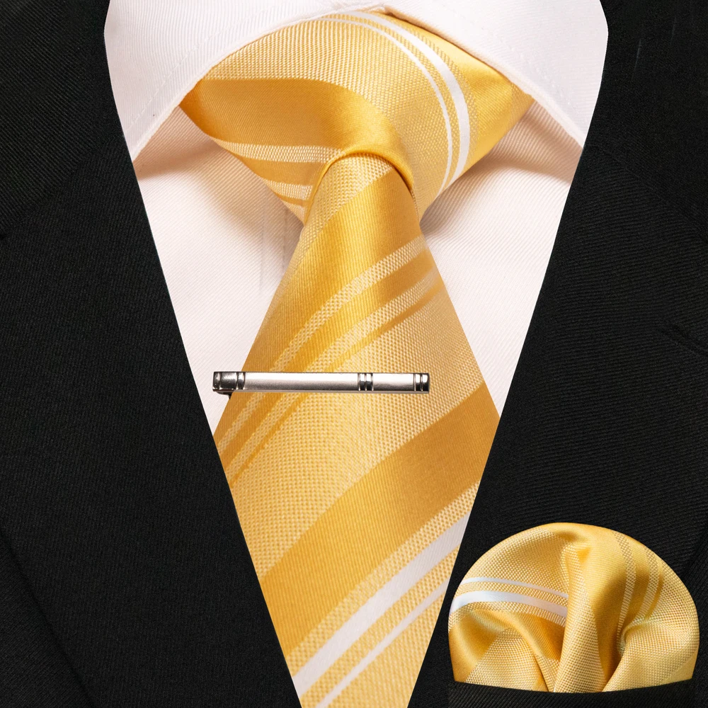 JEMYGINS Business-Krawatte für Herren, Seidenkrawatte in Marineblau, gestreifte Paisley-Krawatte, Einstecktuch, Krawattenklammern, Set für Hochzeit, Party, Geschenk – Detail 10