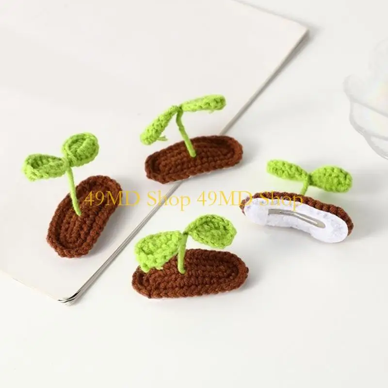 49md clip phẳng dễ thương kẹp kẹp tóc crocheted Sprout Flowers