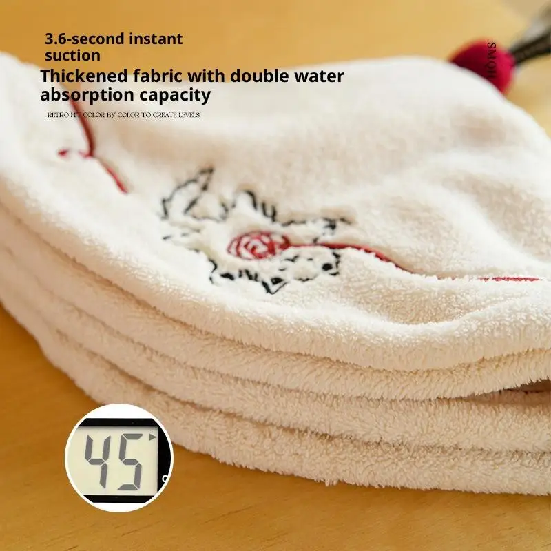 منشفة يد معلقة للحمام والمطبخ للأطفال الكبار سميكة ماصة لا تساقط التطريز تجفيف منشفة #5