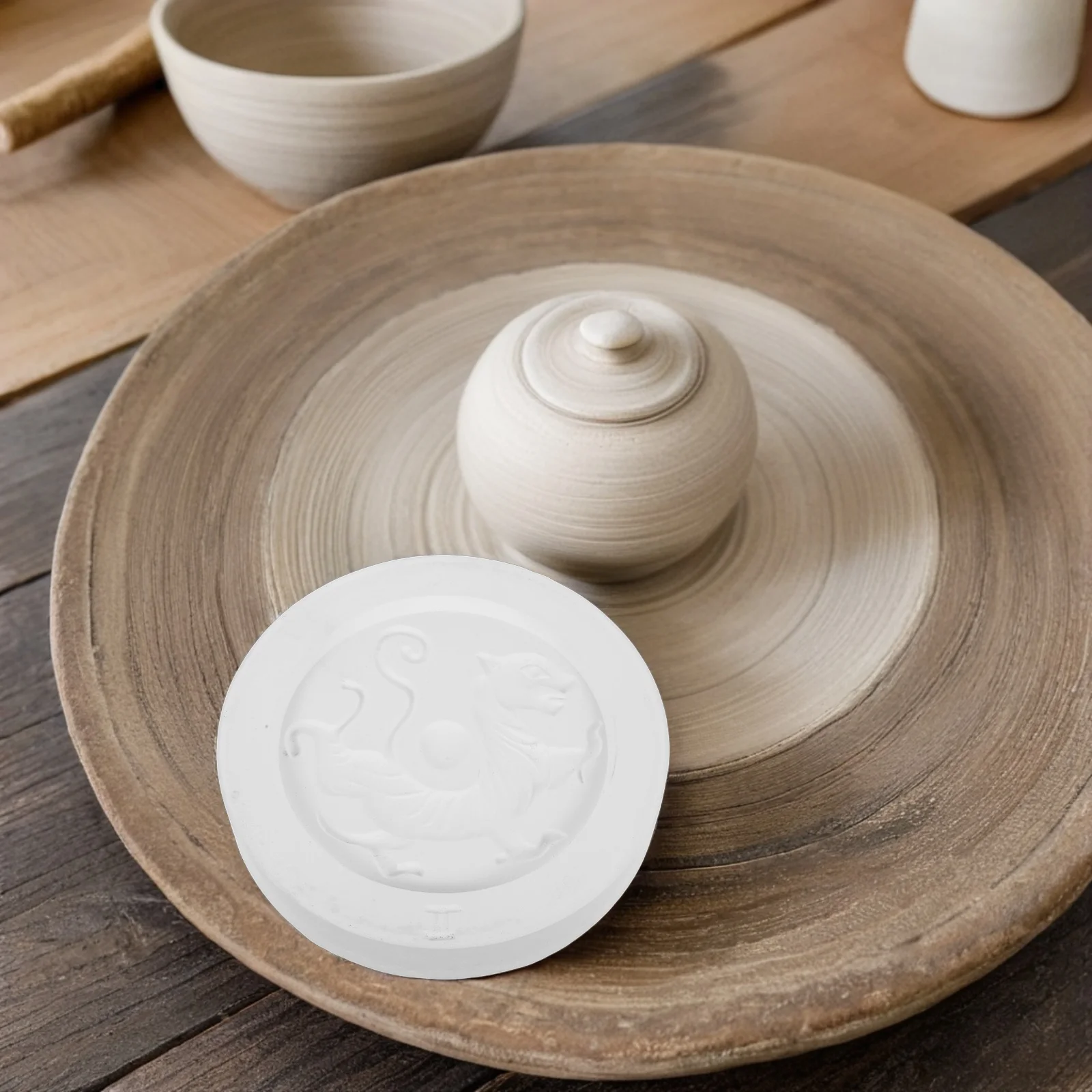 

Pottery Press Mold For Clay Tiger Design Plaster Embossing Tool Reusable Ceramic Shaping Mold For Slip Casting Handbuilding