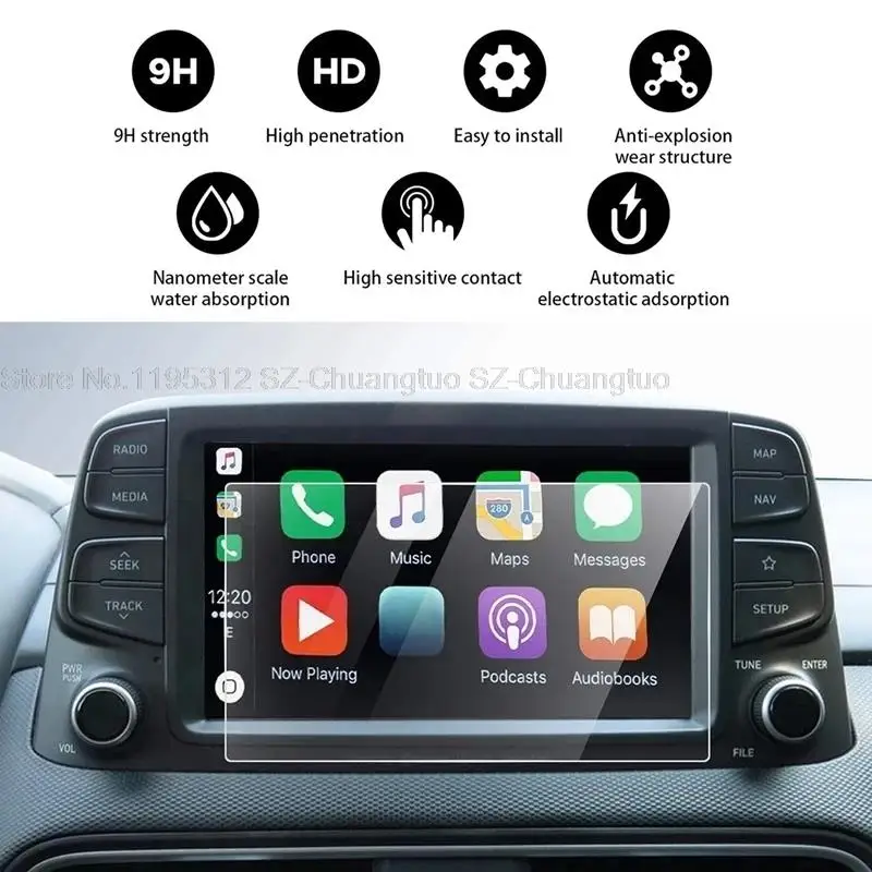 Tempered Glass  Screen Protector For Hyundai Kona 2018 2019 2020  8Inch GPS NavigationTouch Display Film