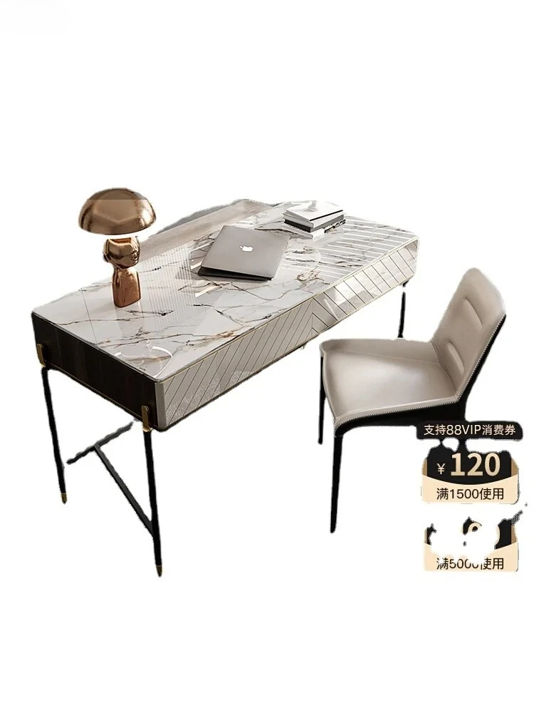 Light Luxury Stone Plate Desk Modern Bedroom Writing Desk Small Apartment Study  Style