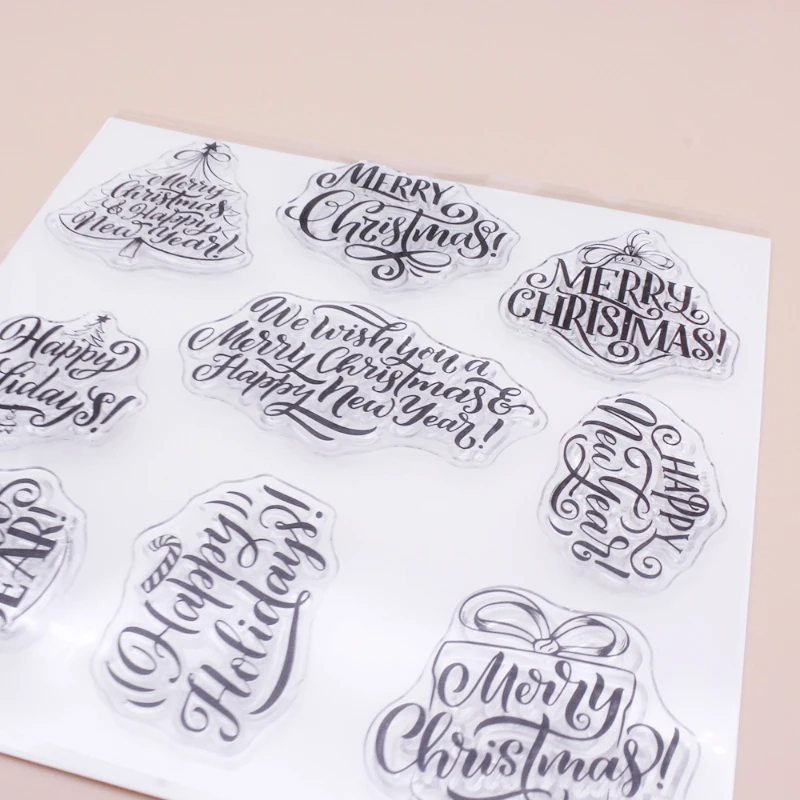 Saludos Navidad sello transparente silicona DIY álbum recortes grabado en relieve para fotos tarjeta papel