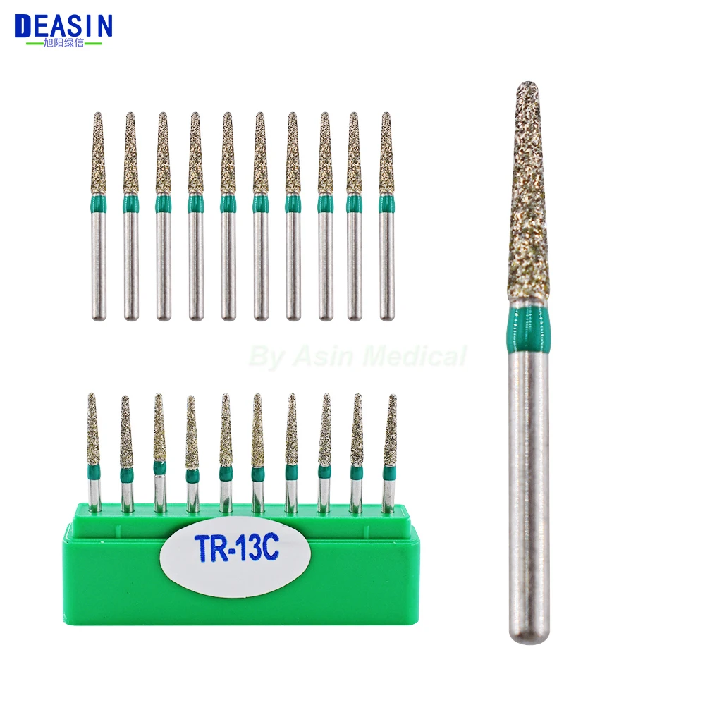 10pcs/Box Dental High Speed Diamond Burs FG 1.6mm Dentist Super Coarse Diamond Drills Dental Lab Polishing Tools TR SERIES