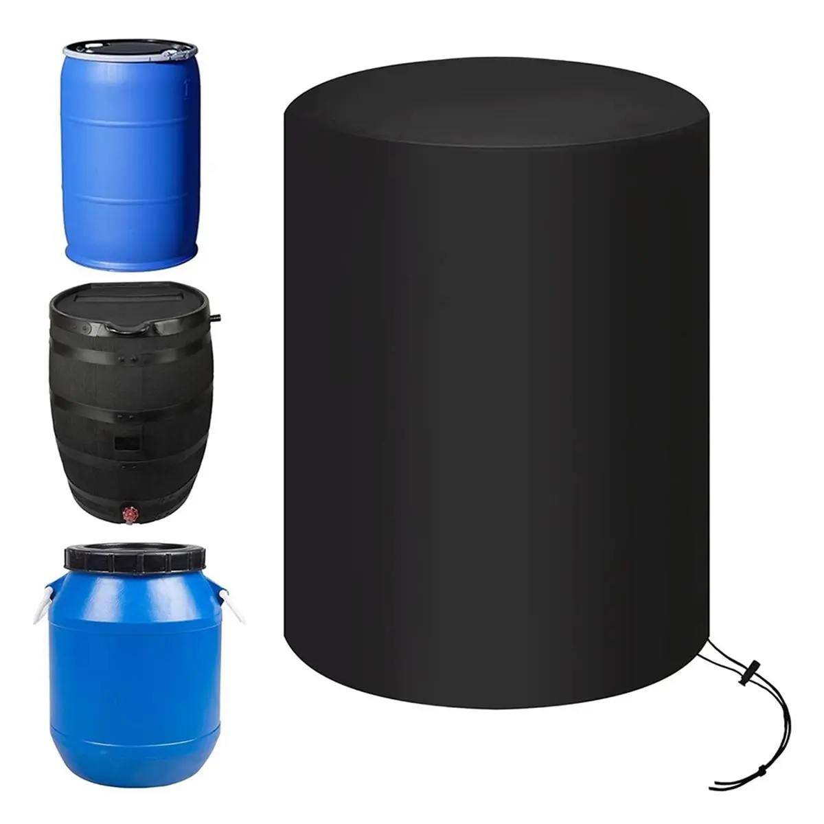 55 Gallon Rain Tank Cover - Waterproof Oxford Cloth with UV Protection 420D and Drawstring Design