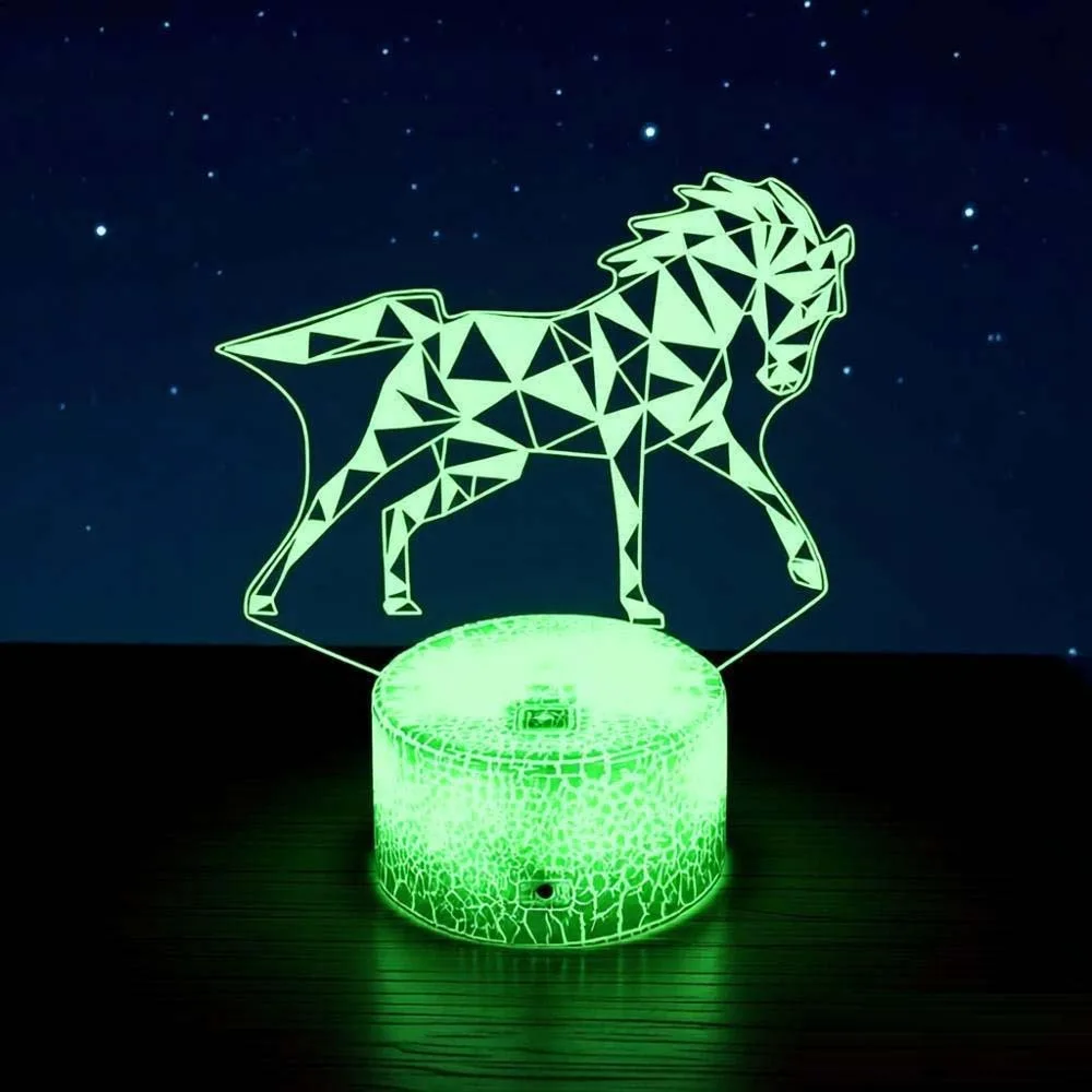 Nighdn Horse Night Light 7 Color Changing 3D Illusion Table Lamp Room Bedroom Decoration Birthday Christmas Gift for Girls Boys