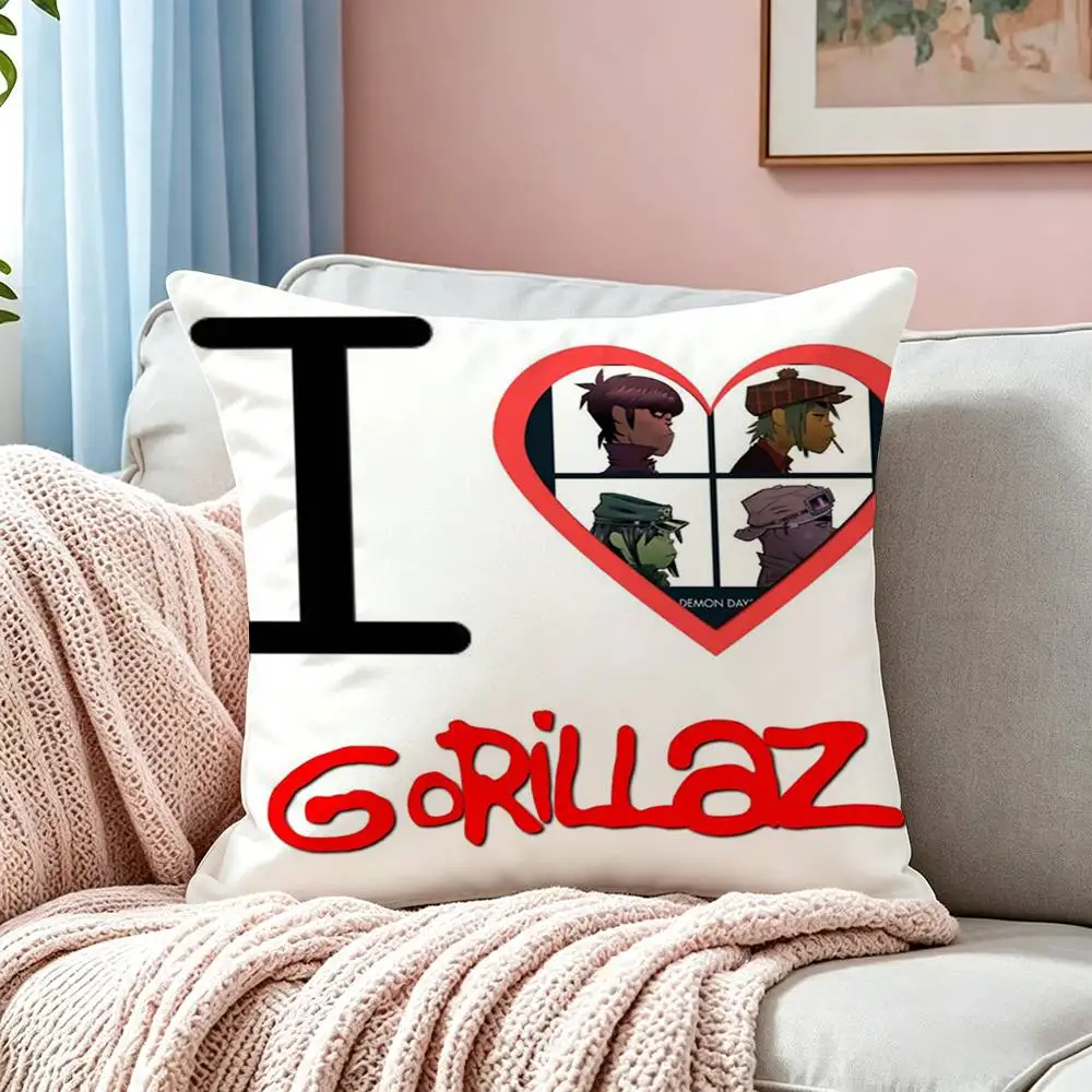 band G-Gorillaz Badges Pillow Case Square Double-Sided Sofa Cushion Cover Bedroom Bedside Pillow