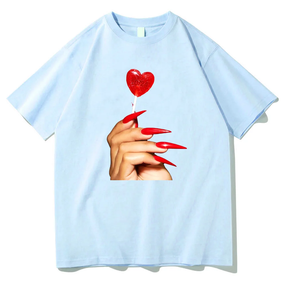 ميغان ثي ستاليون عاشق فتاة كاندي القلب تي شيرت الساخن فتاة الصيف القطن تي شيرت للجنسين مغني الراب الهيب هوب موضة قصيرة الأكمام المحملة