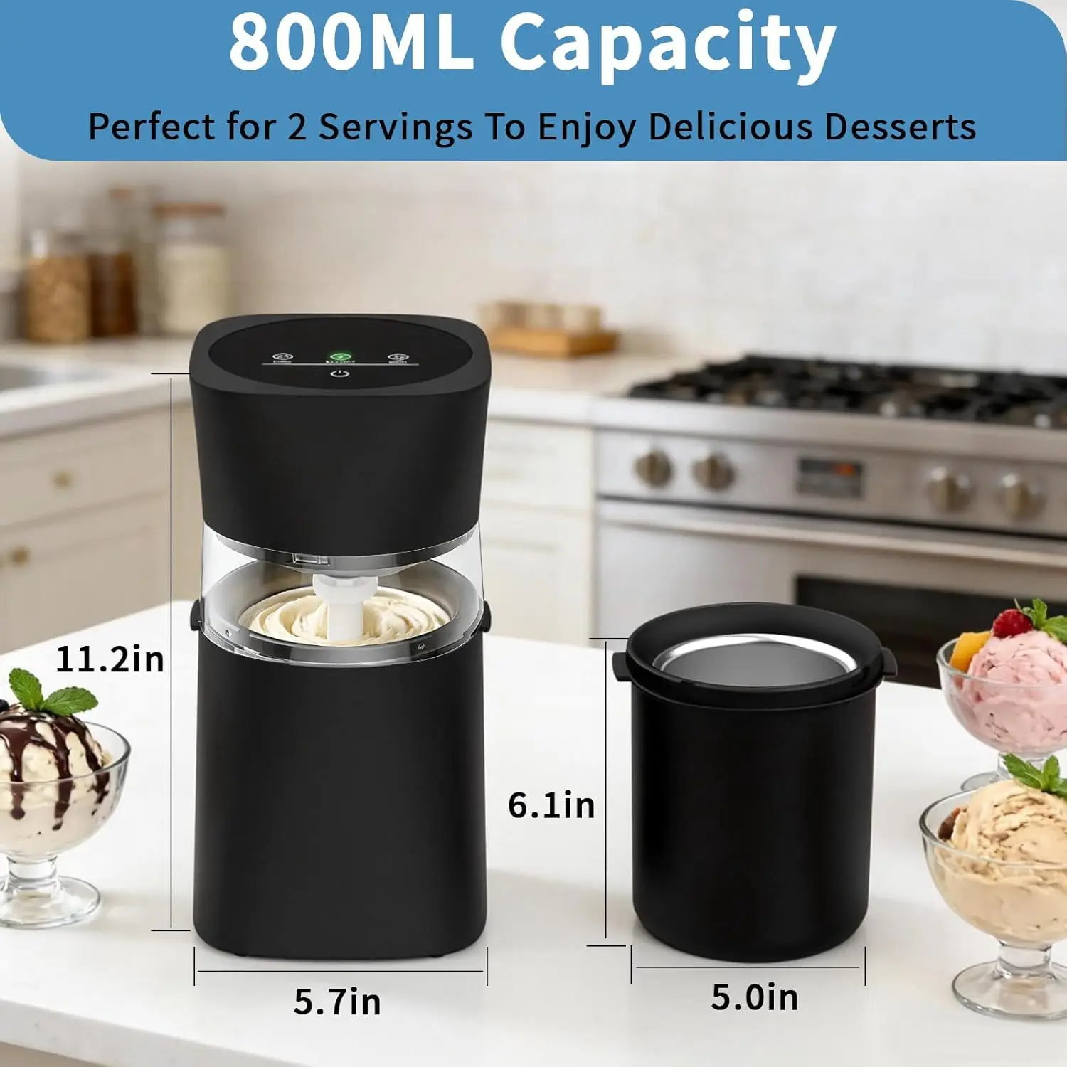Cross-border Bestseller Lingyue Ice Cream Maker Gelato Popsicles Frozen Yogurt; Rapid Cooling; DC-powered; Quiet Operation; 0.85