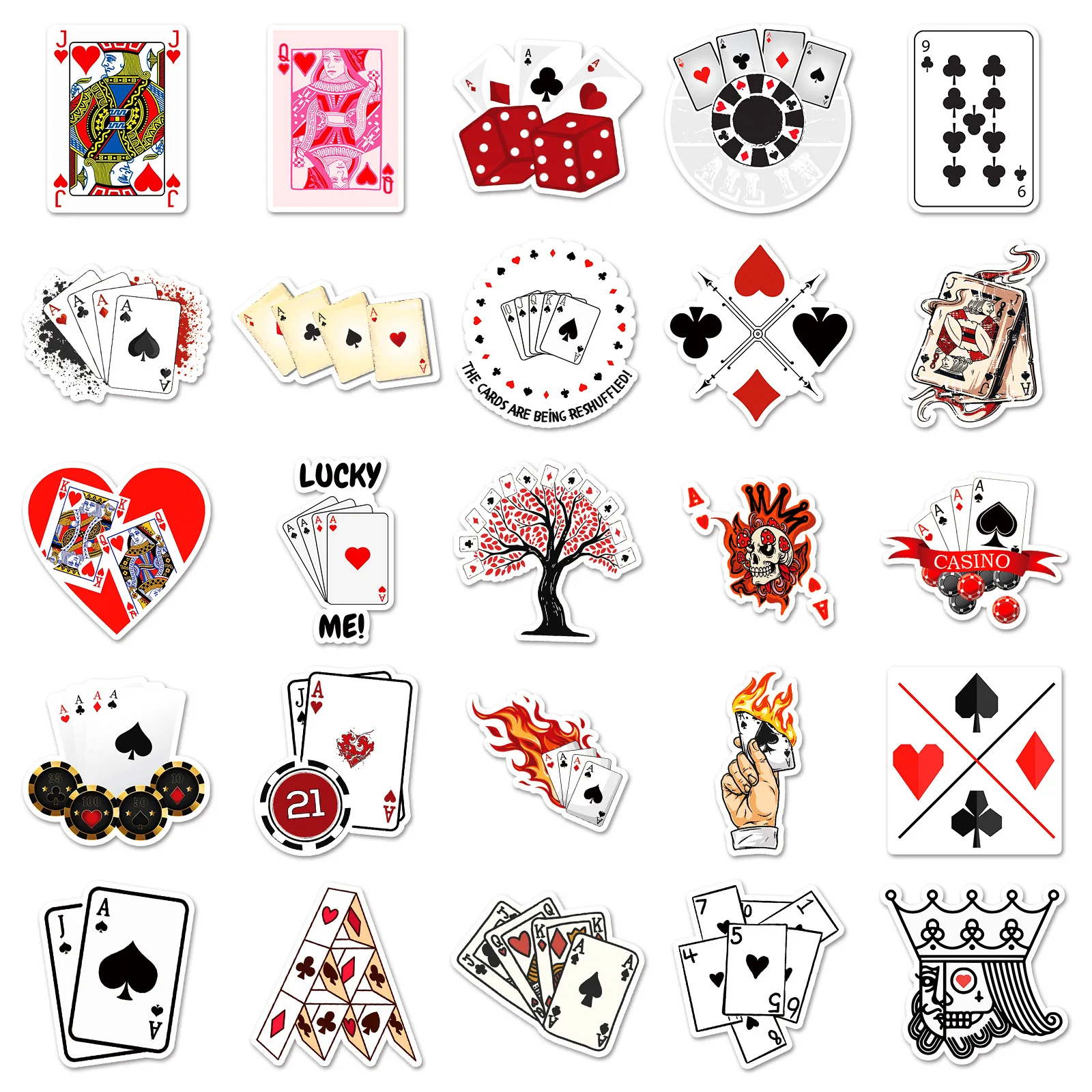 10/30/50PCS Cool Playing Card Game Stickers DIY Decoration Motorcycle Phone Notebook Fridge Suitcase Car Waterproof Graffiti Toy