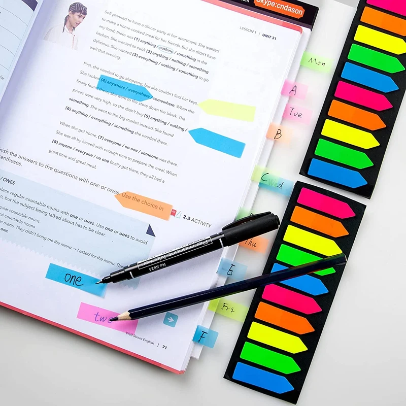 Drapeaux Fluorescents Translucides, Marqueurs de Sensation de Page