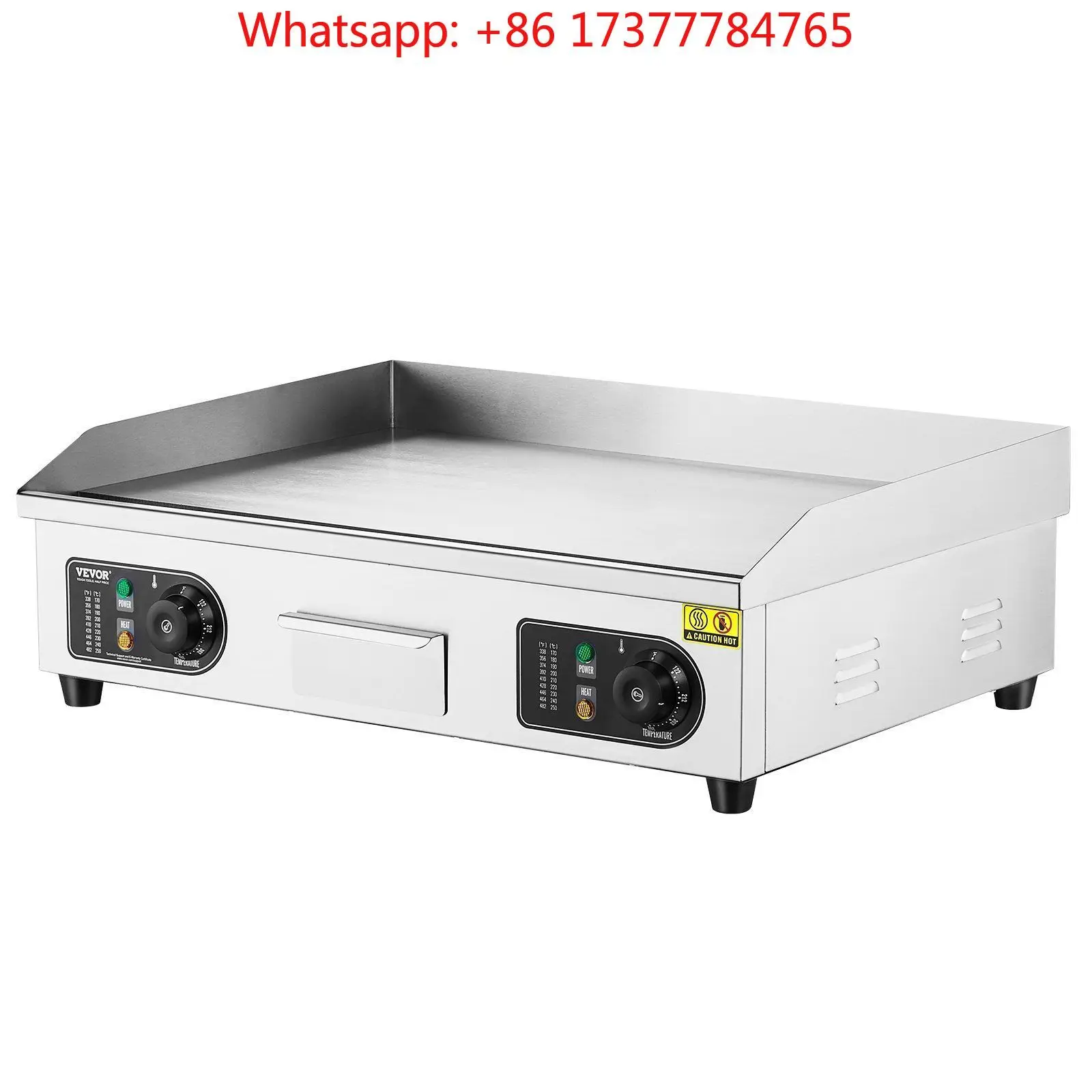 Commercial Electric Stainless Steel Griddle Grill 2800W Countertop Flat Top 122°F-572°F Adjustable Temperature 25.98 X 15.75 X