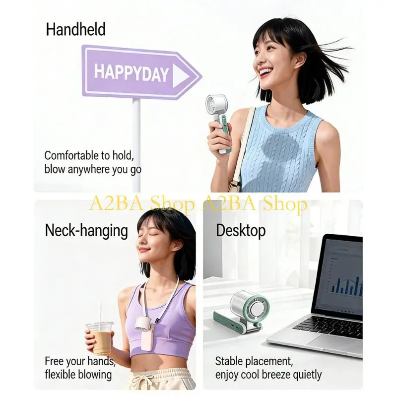 A2BA Fast Speed Handheld Cooling Fan With Ice Cold Air And Quiet Operation
