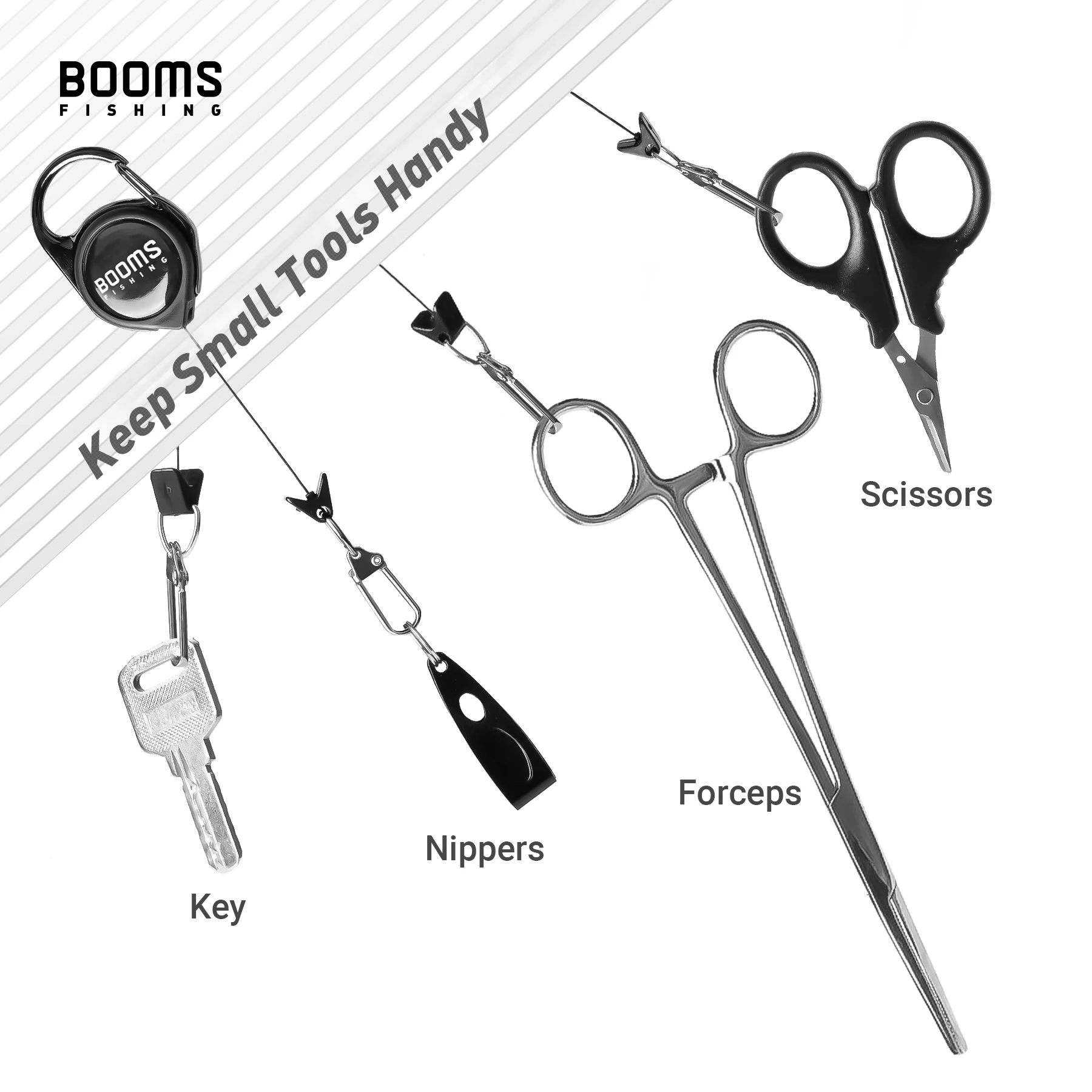 Booms Fishing RG1 Retractable Key Chain with Gear Combo Cord Easy Release Badge Holder Fly Fishing Zinger Retractor Accessories