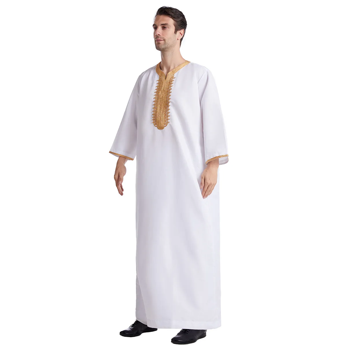 Muzułmanki Jubba Thobe Islamic Clothing Ramadan Mens Abaya Dress Long Robe Saudi Wear Musulman Caftan Jubah Dubai Arab Dressing