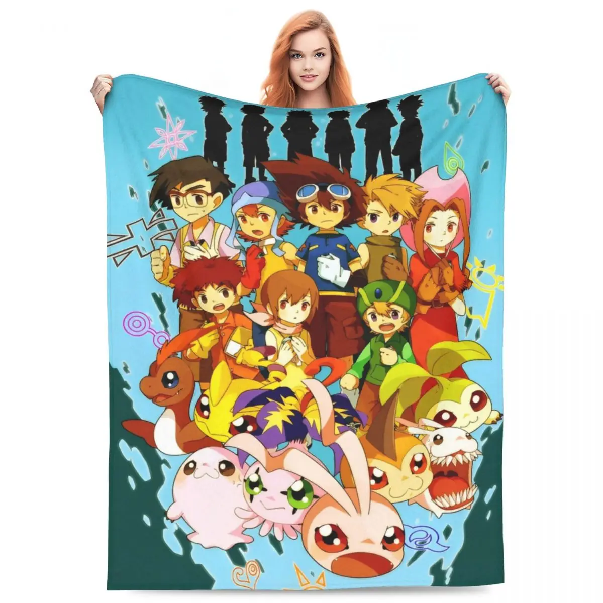 3D Digimon Adventure Monster Cartoon Flannel Blanket Soft Throw Blanket for Couch Bed Travel Office Fashion Sofa Bed Cover