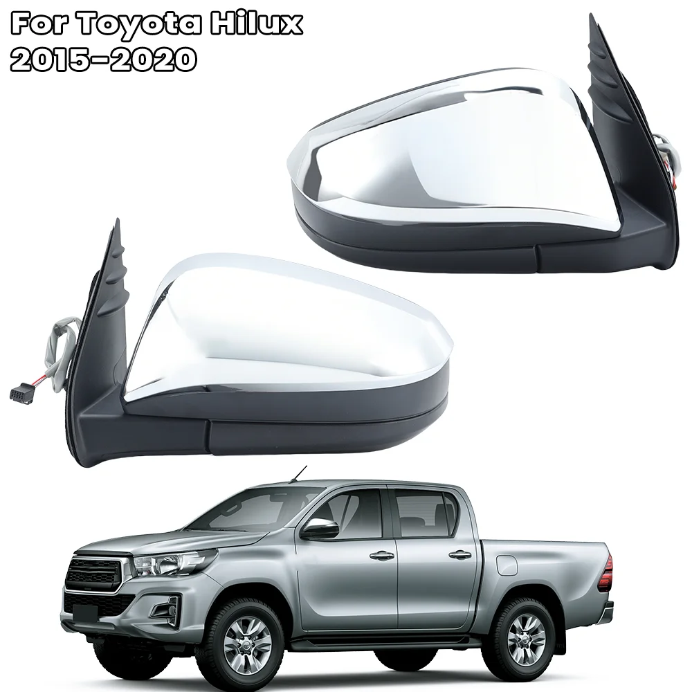 

3-контактное зеркало заднего вида в сборе для Toyota Hilux 2015 2016 2017 2018 2019 2020, хромированное ручное складное боковое зеркало, автомобильные аксессуары