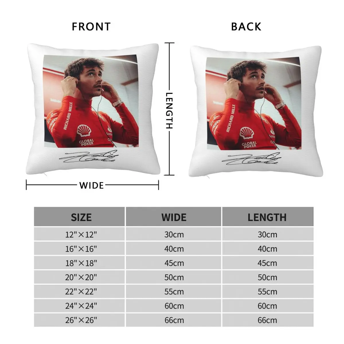 Charles Leclerc Signature Pillowcase Polyester Linen Velvet Printed Zip Decor Pillow Case Car Cushion Cover