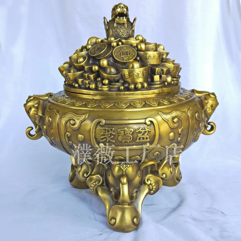Golden Toad Yuanbao Brass Elephant Treasure Bowl Ornament Home Craft