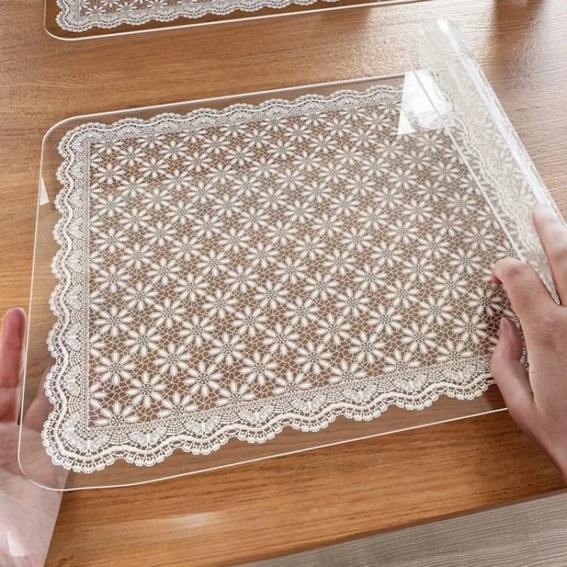2026 New PVC Lace Patterned Transparent Soft Glass Tableware Mat Waterproof Heat-insulating Heat-resistant and Easy To Maintain