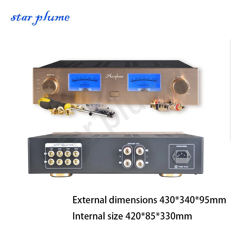 

Accuphase All-aluminum Power Amplifier Case Preamplifier Case VU Meter Combined Chassis Power Amplifier Chassis（430*340*95mm）DIY