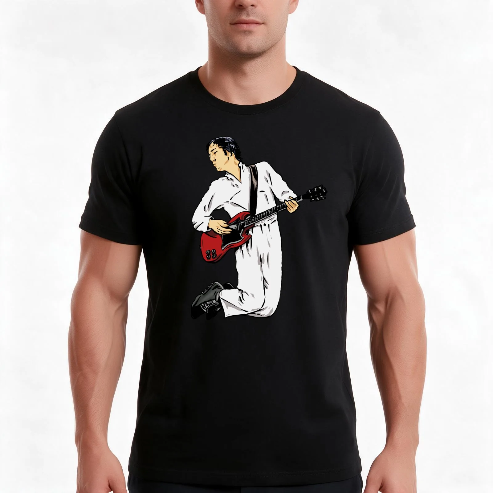 Pete Townshend T-Shirt, Summer Casual Cotton Tee, Oversized Streetwear Tops, Vintage Graphic Print, Loose Fit Short Sleeve