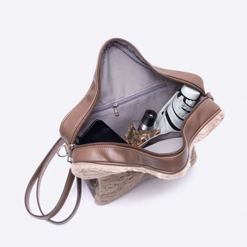 JIAERDI Cute Guinea Pig Star Shape Backpack Women Plush Multi Functional Shoulder Bag Ladies Crossbody Bag Cartoon Crossbody Bag