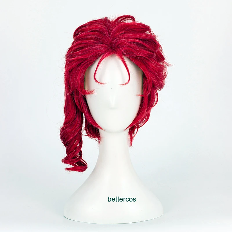 JoJo's Bizarre Adventure Kakyouin Kakyoin Noriaki Cosplay Wigs Red Curly Short Heat Resistant Synthetic Hair Wig + Wig Cap