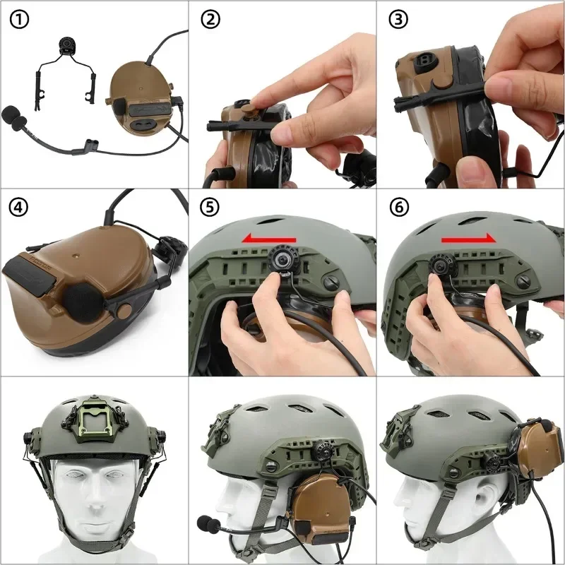 Tactical Headset ARC Helmet Rail Adapter Bracket for Hearing Protection Noise Cancelling COMTAC I II III IV Shooting Headset