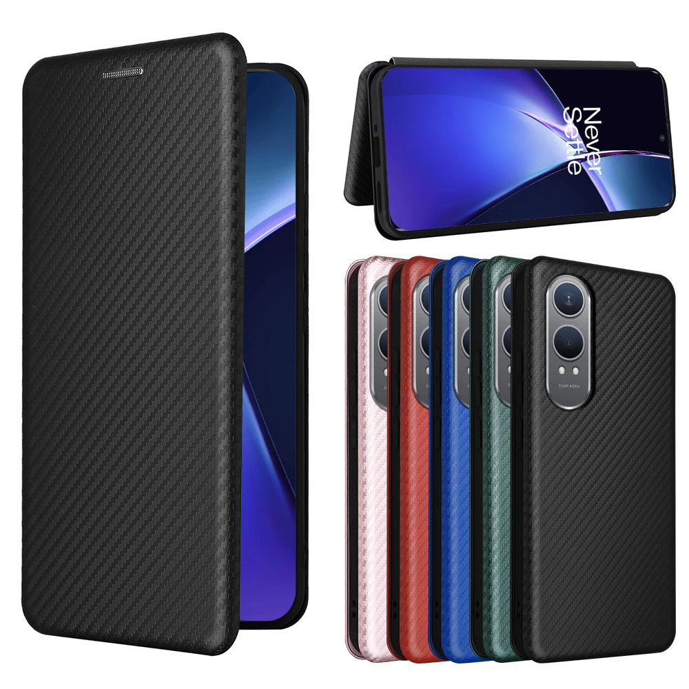 Carbon fiber leather Flip Case For OnePlus Nord CE4 Lite ce 4 Light CE4Lite 5G Car Card Wallet Phone Cover Book Holder Coques