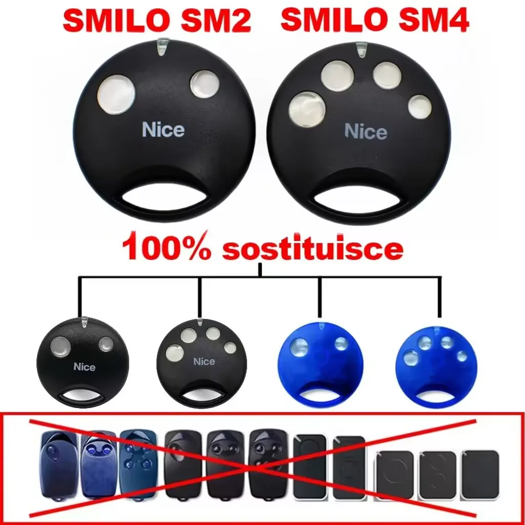 NICE SMILO SM2 SM4 باب المرآب التحكم عن بعد 433.92MHz رمز المتداول ل SMXI SMX2R SMX2 SMXIS OXI OX2 بوابة مفتوحة