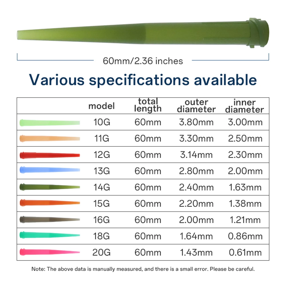 50pcs Plastic Tapered Needle Large TTLiquid Dispenser Needles Tip Plastic Glue Needle, for Oil or Glue Applicator, Length 60mm