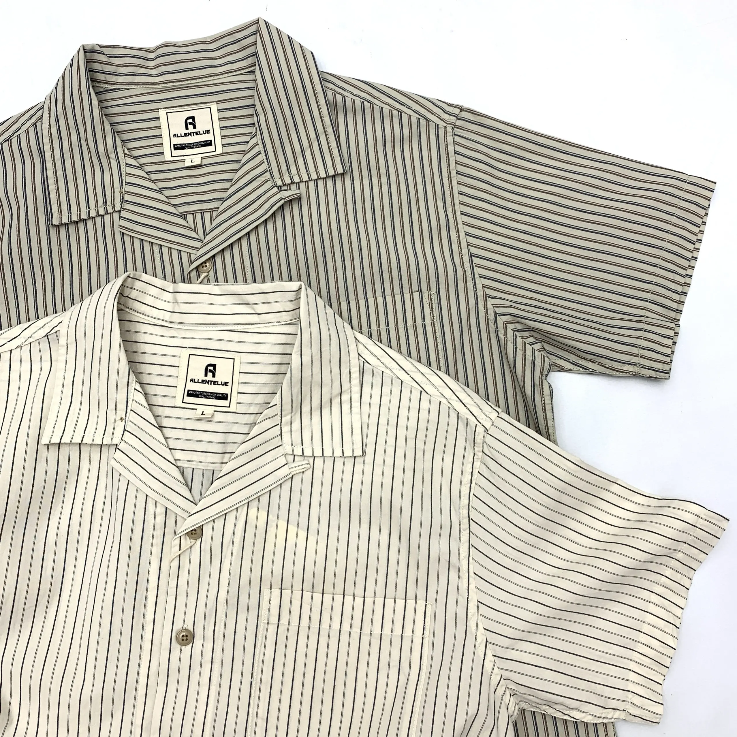 

Мужская рубашка из 100% хлопка с тонкими полосками, окрашенными в пряже, в японском ретро-стиле, летняя, винтажная, с отложным воротником, свободного кроя, с коротким рукавом