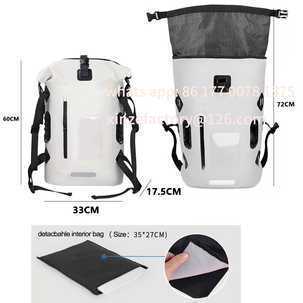 Customizable 30L Waterproof Dry Bag Camping Backpack Drift Swimming Large River Trekking Diving Rafting Canoeing