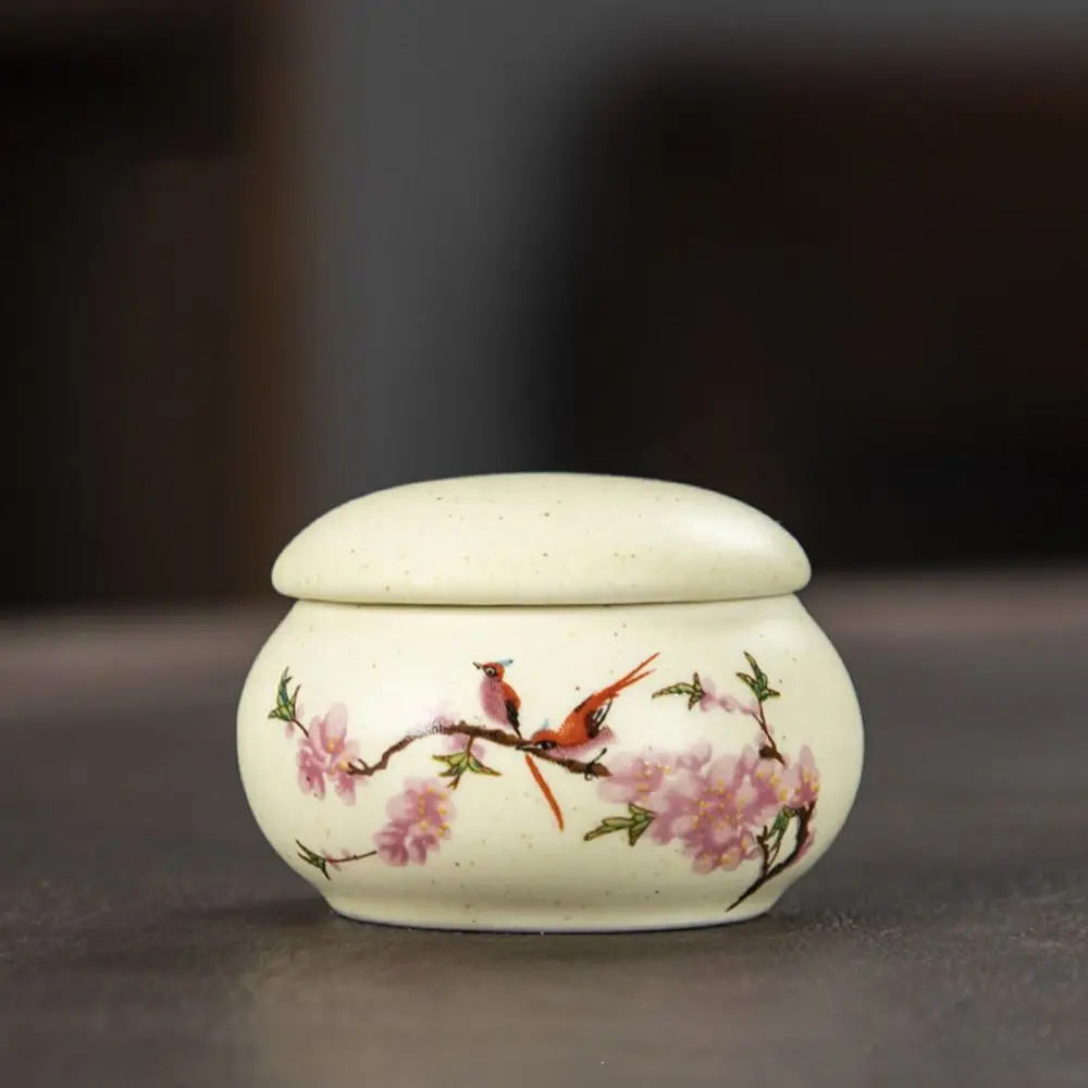 1Pc Vintage Glaze Ceramic Jars with Lid Portable Liquid Powder Ceramic Cup Moisture-proof Cosmetics Storage Container