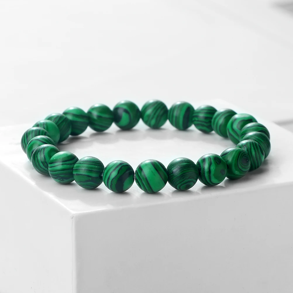 New Blue Malachite Natural Stone Bracelets Women Men Chakra Prayer Mala Buddhist Beads Bracelet Bangle Yoga Strand Charm Jewelry view 2