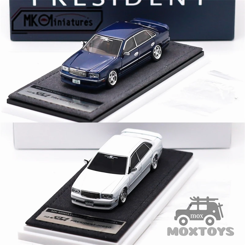 

Миниатюрная модель автомобиля MK 1:64 President JHG50 Dark Blue Pearl White Limited888, литая под давлением