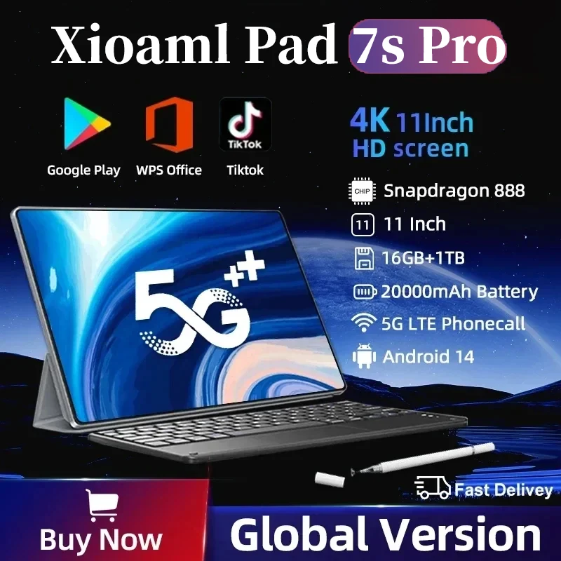 

2025 Global Xioami Pad 7S Pro New Tablets PC Android 14 16GB+1TB Snapdragon 888 11 inch 5G 11inch WIFI HD 4K Tablet PC On sale