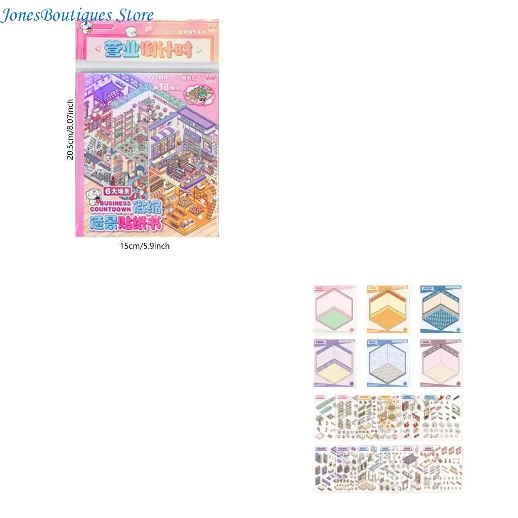 

Landscape Sticker Book Aesthetic Sticker Scene Sticker Book Stereoscopic Cabin Sticker Fun Room Sticker Book W8KE