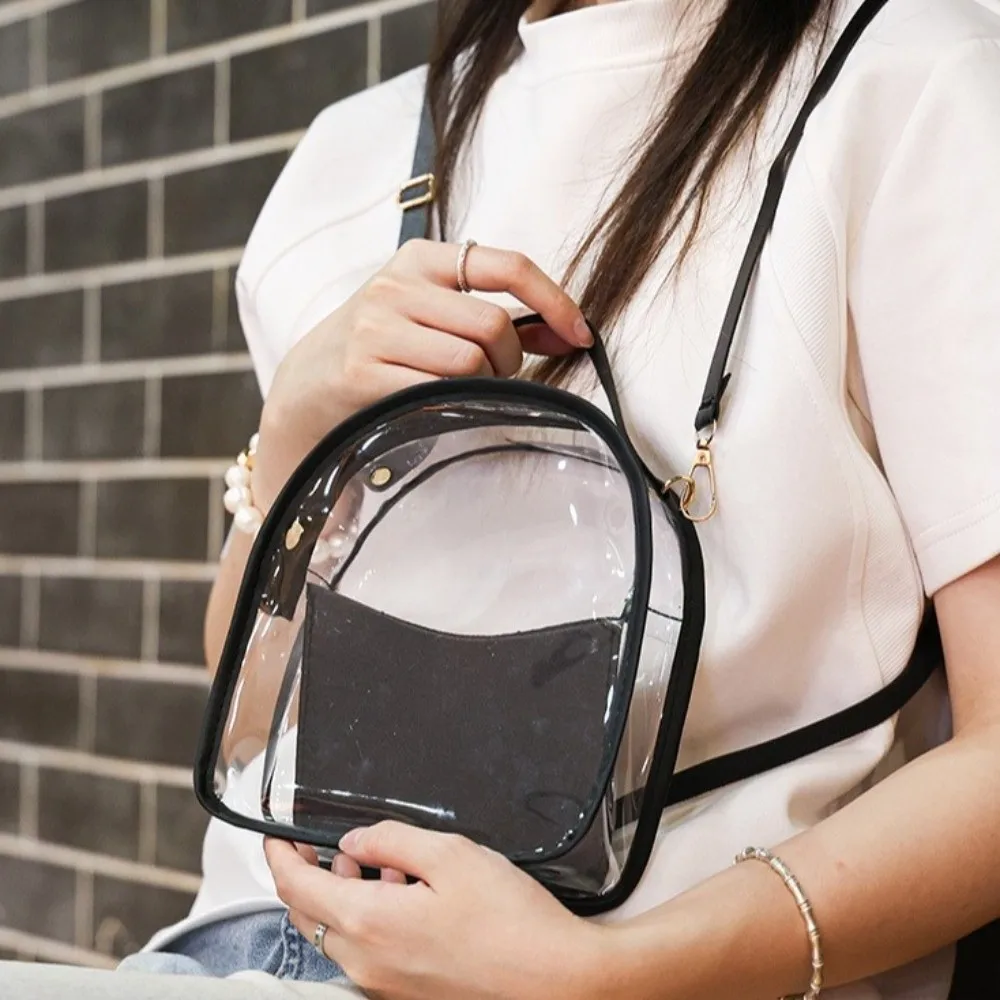 

Fashion PVC Transparent Backpack Transparent with Small Bag Jelly Shoulder Bag Zipper Lightweight Crossbody Bag Travel