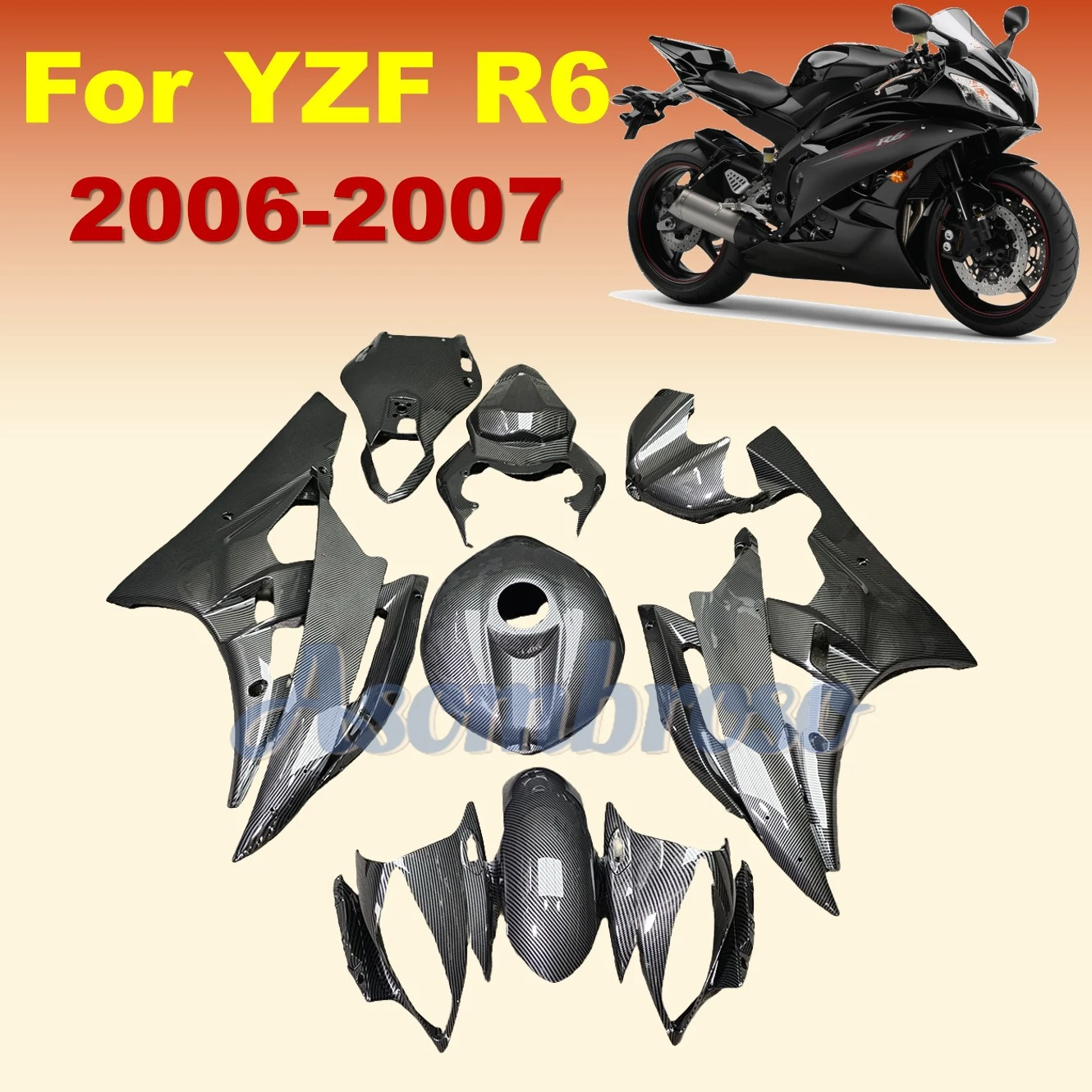 Full Fairings kit for YZF R6 2006 2007 YZFR6 06 07 YZF-R6 High Quality ABS Injection Molded Parts Carbon Fibre Moto Bodywork