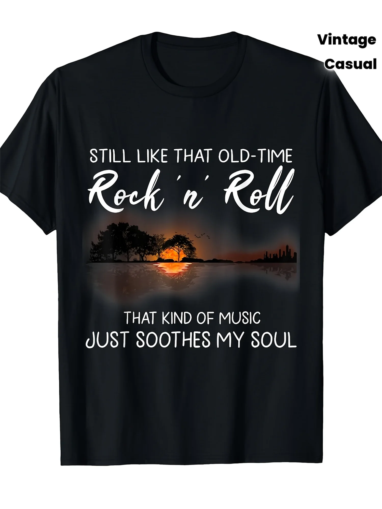 Vintage Rock Pattern T-Shirt - 