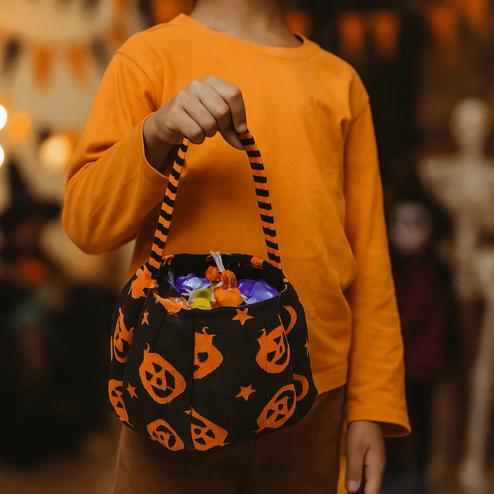 

Creative Cloth Halloween Candy Bag Trick or Treat Plush Pumpkin Candy Bucket Gifts Pouch Handbag Stuffed Cotton Tote Bags Gift