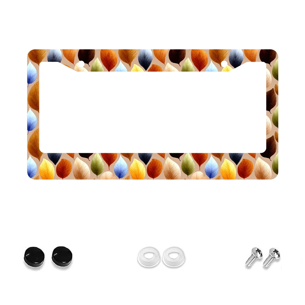 

1pc Multicolor Leaf Pattern 2 Hole License Plate Frame Aluminum Material 6x12 Inches with Screw Set Retro Novelty Car Decoratio