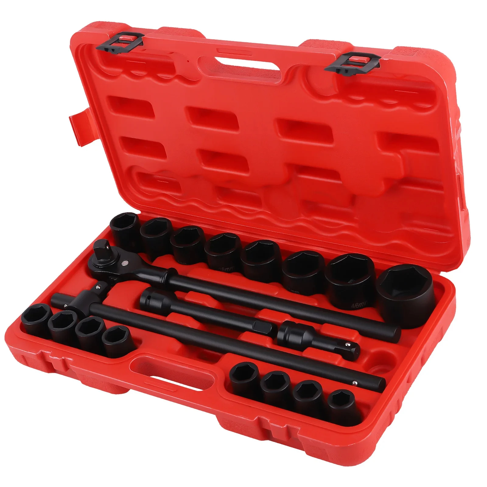 

Набор глубоких ударных торцевых головок 3/4 дюйма, 21 шт., 19-50 мм, с трещоткой и отбойным молотком