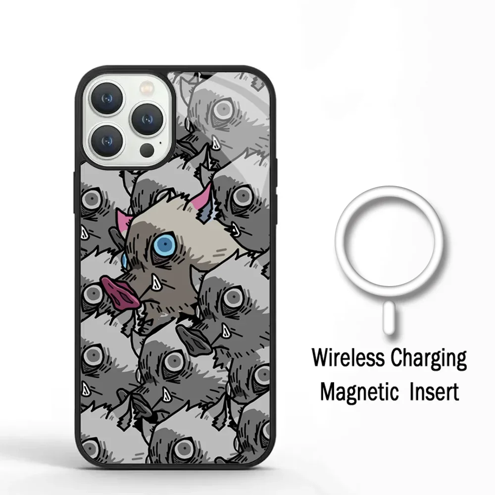 Anime Demon Slayer Hashibira Inosuke Phone Case For IPhone 11 12 13 14 15 Plus Pro Max Mirror For Magsafe Wireless Charging