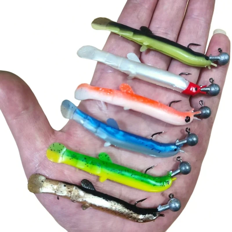 5 قطعة الطعم الناعم محاكاة بيونيك مضيئة مع BKK هوك 7.5 سنتيمتر/2 جرام ثلاثية الأبعاد الطباعة جثم المياه العذبة الصيد إغراء معالجة #5