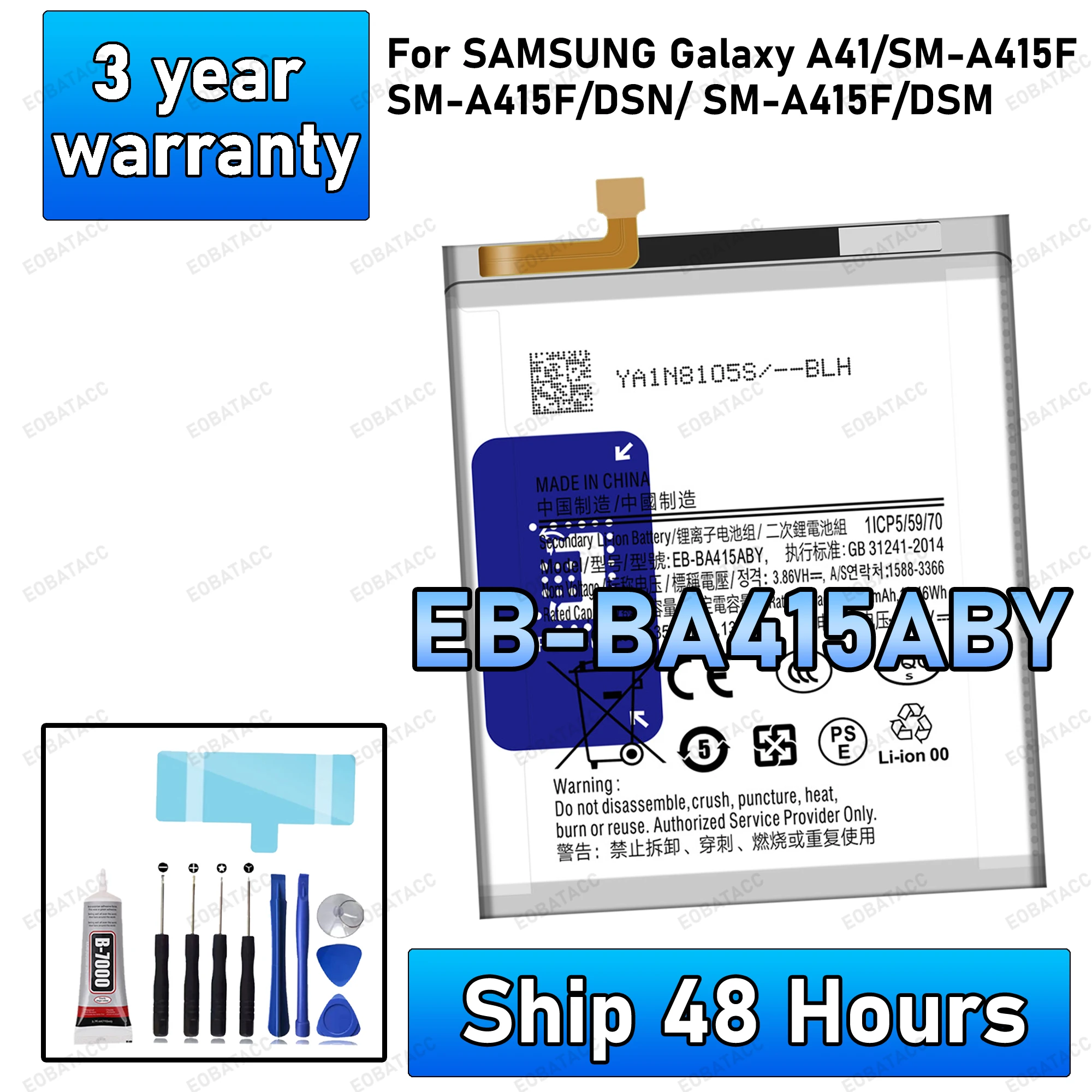 

100% New High Quanlity EB-BA415ABY Battery For SAMSUNG GALAXY A41/SM-A415F/SM-A415F/DSN Replacement batteria+Free tools