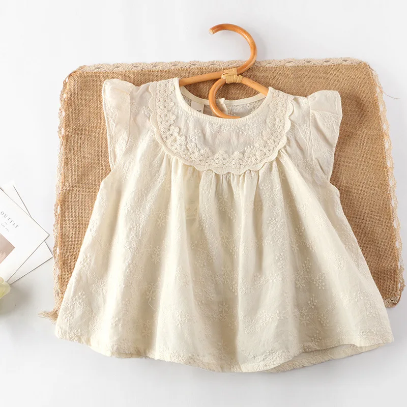 Girls Cotton Doll Shirt Top Summer New Foreign Style Princess Shirt Girls Children's Baby Sleeveless Shirt