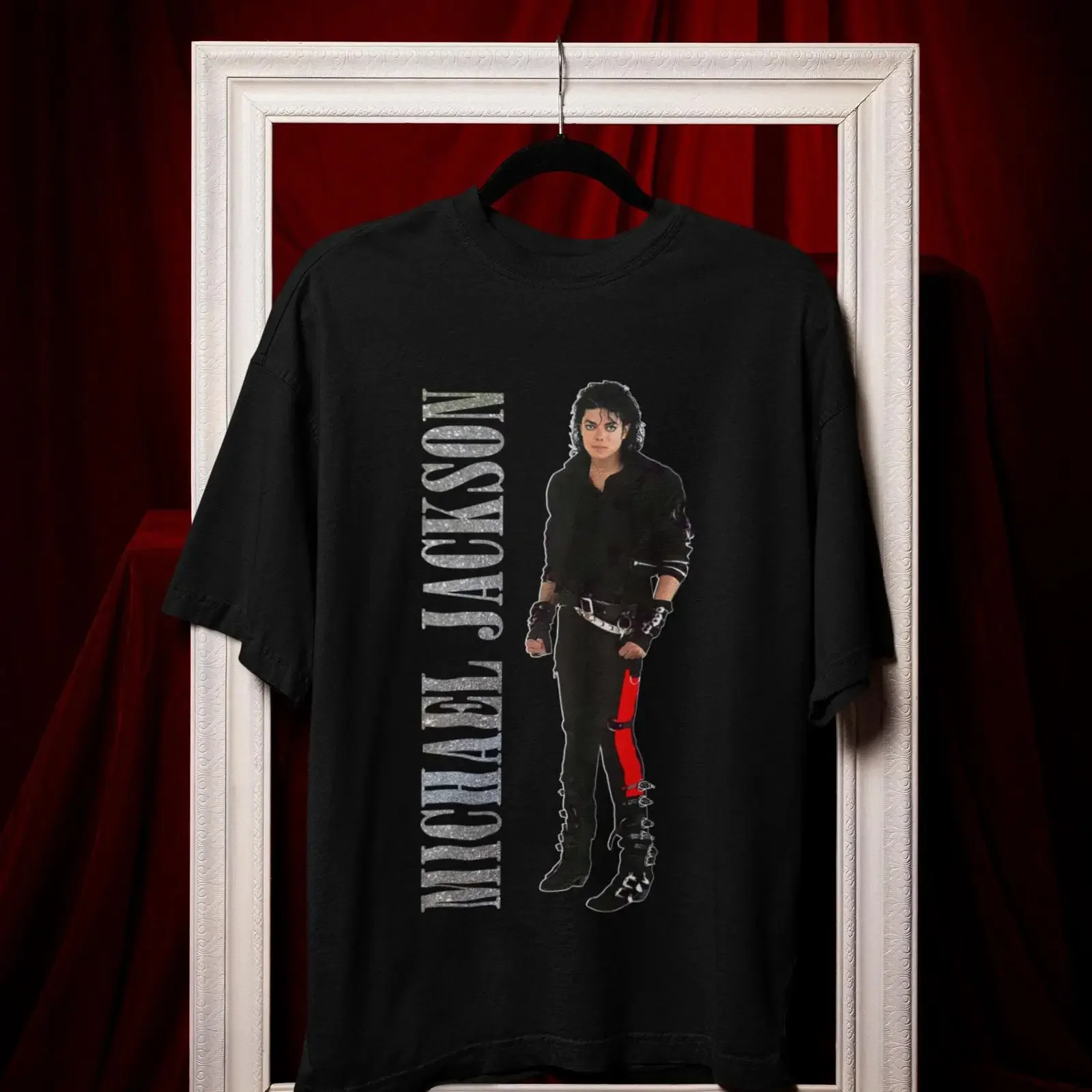 Michael Jackson The Greatest King of Music Limited edition Glitter effect Logo Vintage vintage Washed Stretched Comfortable